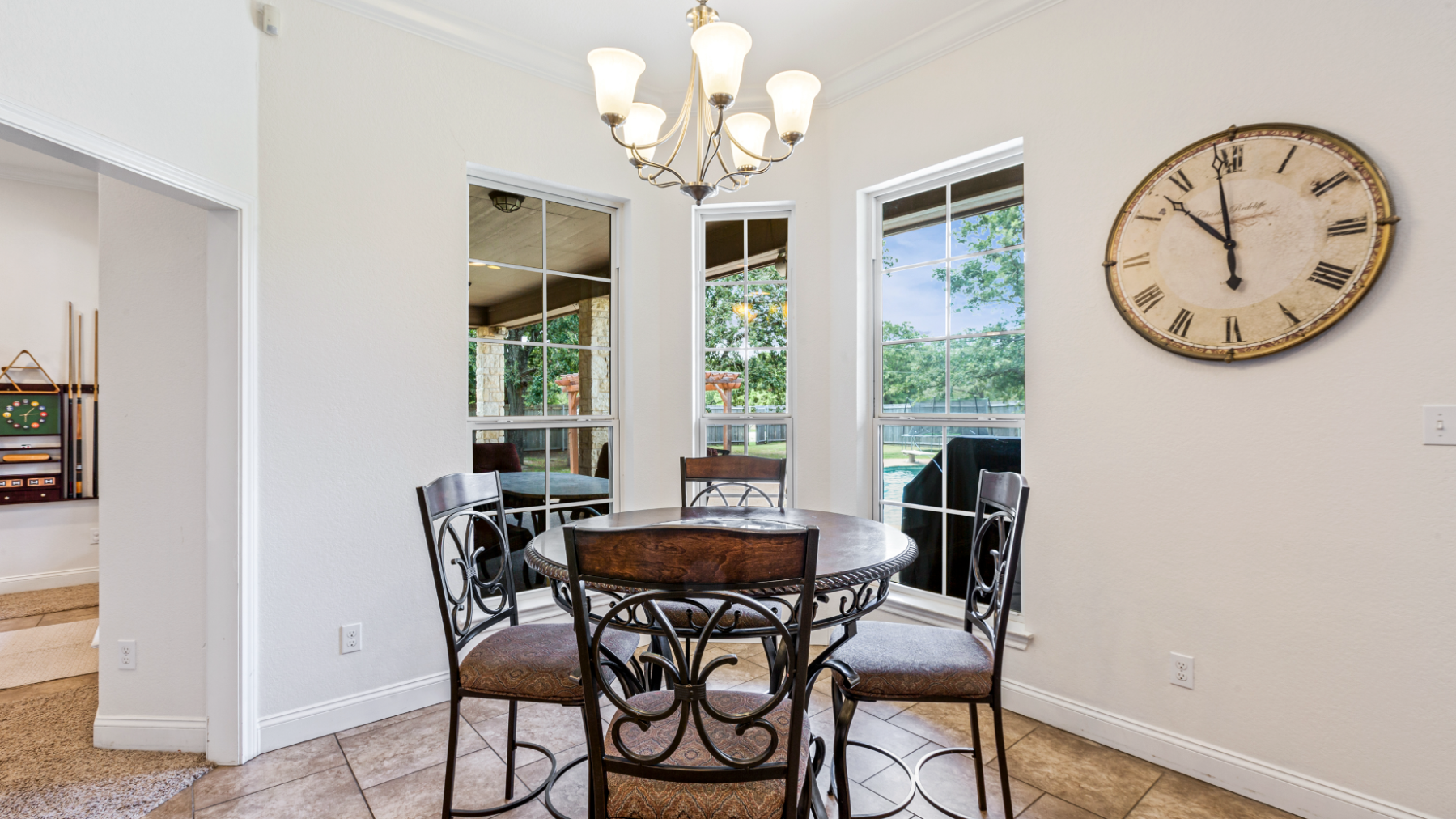 a clock in the middle of a room